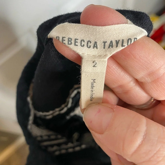 REBECCA TAYLOR Esme Embroidered‎ 3/4 Sleeve Boho Peasant Top Size 2 - Picture 7 of 9